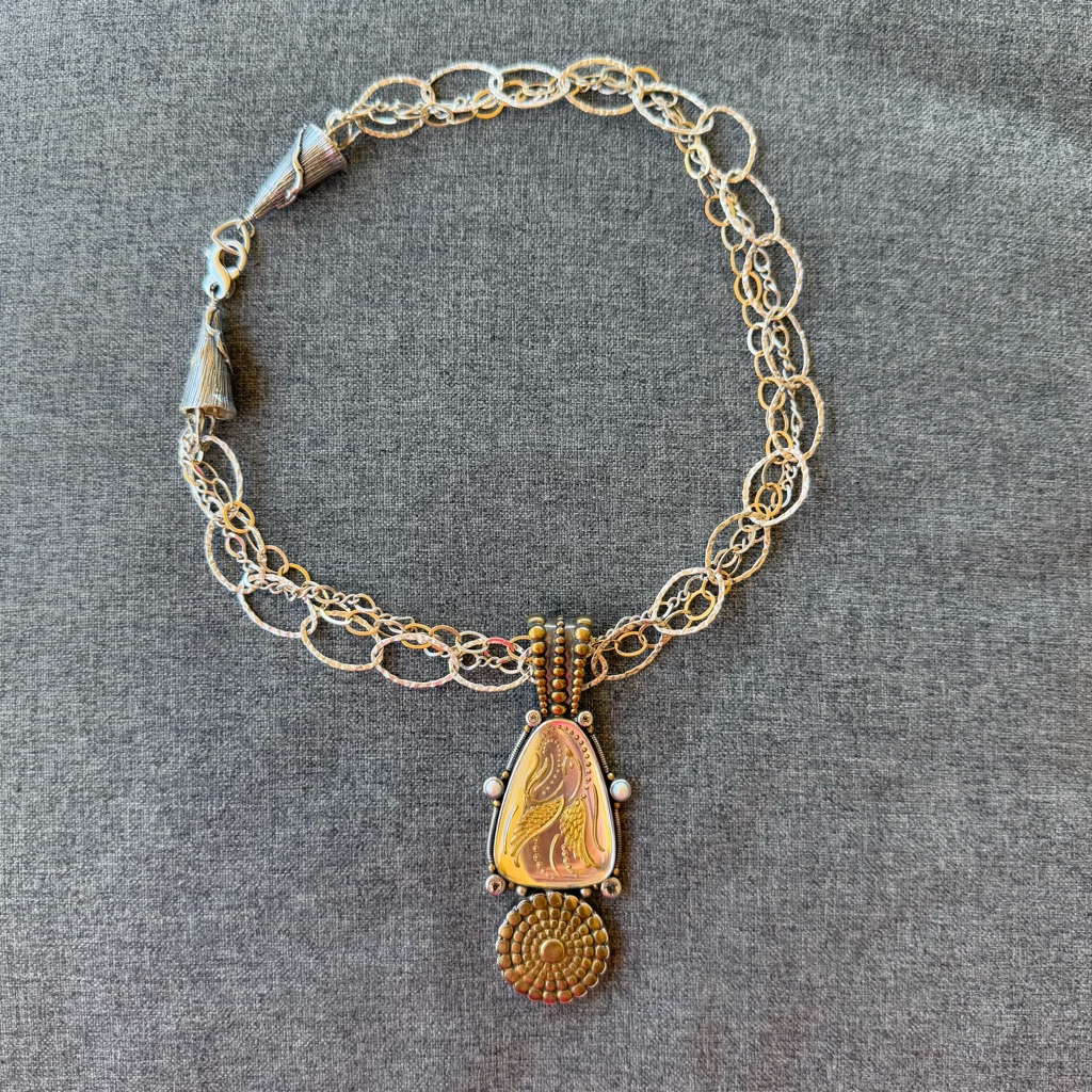 Mars And Valentine Echo Of The Dreamer Gold And Silver Pendant Wings Necklace